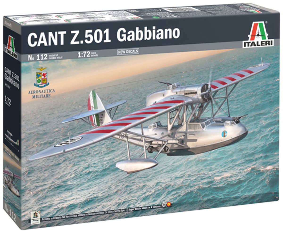 Italeri modelbouwpakket vliegtuigen - 0112 cant z.501 -gabbiano- - bommenwerper watervliegtuig plastic - 1:72 - modelbouw