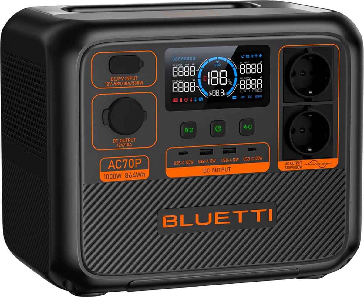 Bluetti eu bluetti ac70p - 1000w - 864wh