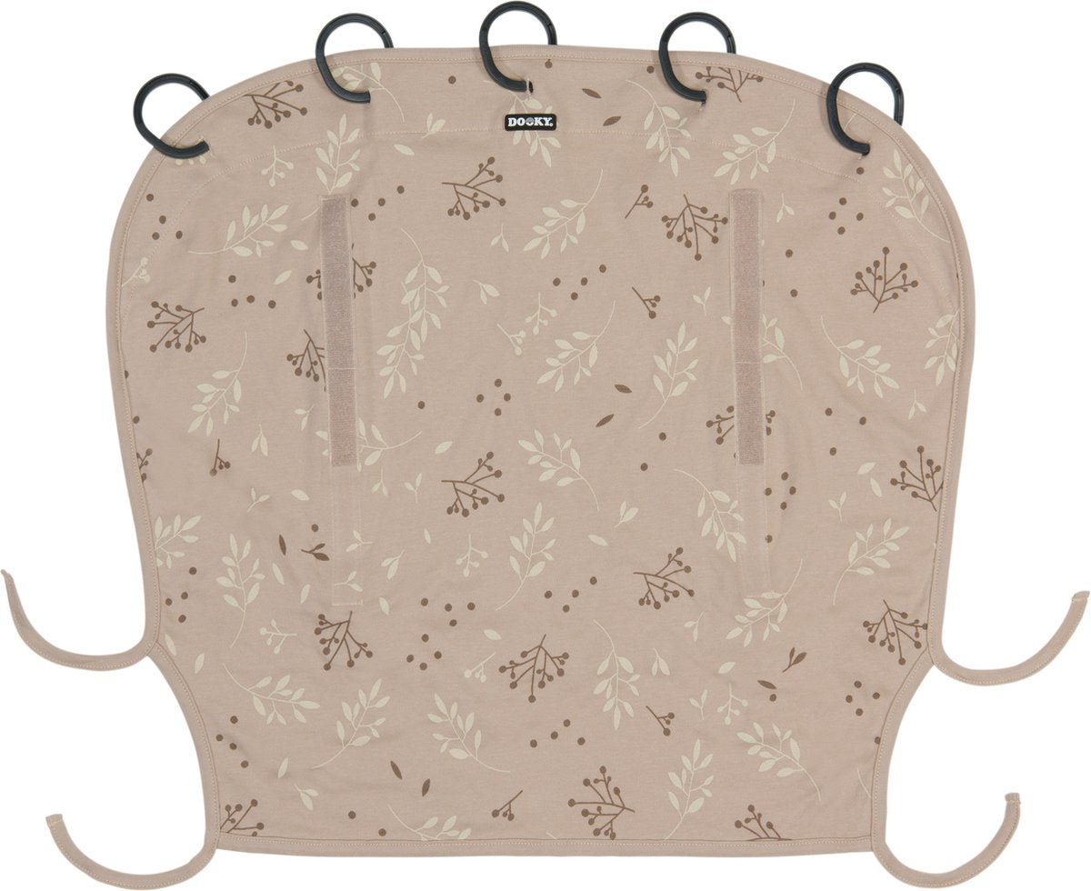 Funda universal para cochecito Dooky - Protección UV para su hijo - Silla de paseo con sombrilla - Hojas románticas beige