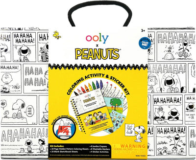 Ooly - x cacahuetes - set de pegatinas y colorantes de snoopy - 8 rotuladores lavables y lápices de colores