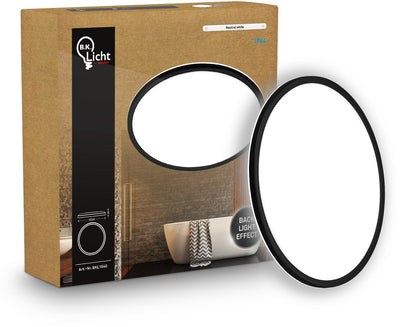 B.k.licht superficiale - Lampada da soffitto a LED per bagno - Lampada da soffitto a pannello - Illuminazione da bagno con luce bianca neutra - ip44 - ø24 - nero