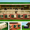 Kids Globe Globe Horse Stable Wood con 9 cavalli di cavallo 1:32