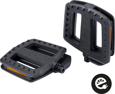 Bbb cycling bicycle pedals anti-slip - ergobase nylon - e-bike certified - ergonomic - bicycle pedals universal: electric bicycle cargo bikes - black - flat pedals - bpd-47