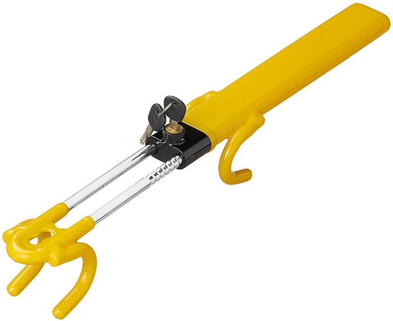 Proplus Heavy Duty bloqueo del volante - bloqueo del airbag - bloqueo del volante - bloqueo del volante - para volante - seguridad adicional - antirrobo - fácil instalación - universal - incluye 2 llaves - ajustable de 19 a 31,5 cm - amarillo