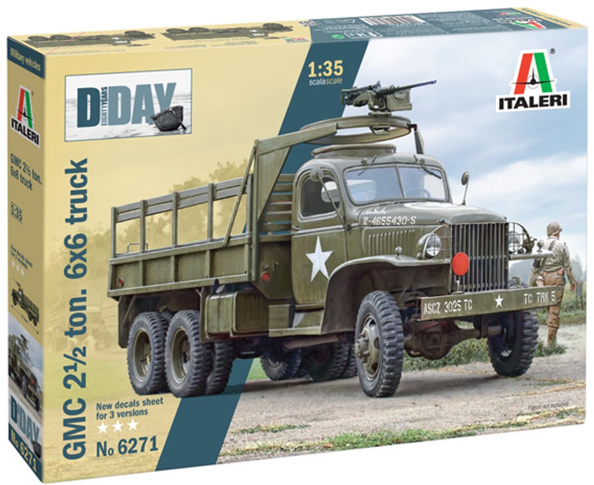 Italeri modelbouwpakket militaire voertuigen - 6271 gmc 2 1 2 ton. 6x6 truck -d-day 80th anniversary- plastic - 1:35 - modelbouw