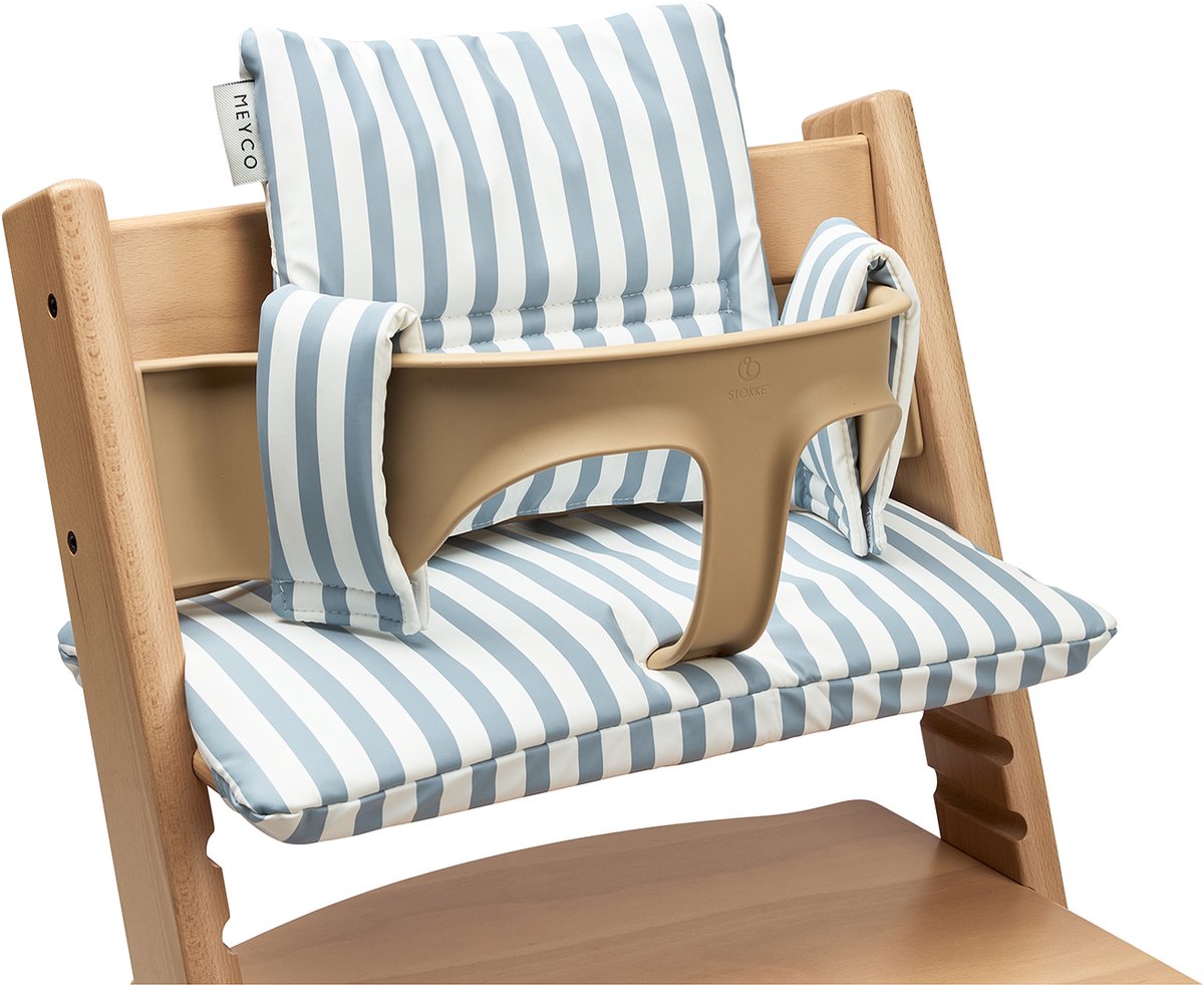 Meyco baby fat stripe stoelverkleiner meegroei - jeans blue