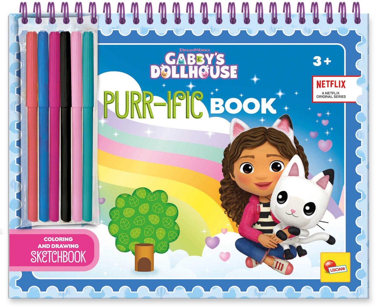 Lisciani gabby's dollhouse sketchbook purr-ific book coloring and drawing in display 8