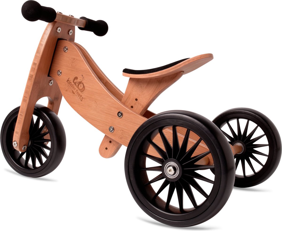 Bicicleta sin pedales de madera 2 en 1 Kinderfeets, triciclo de tamaño pequeño a plus - bambú
