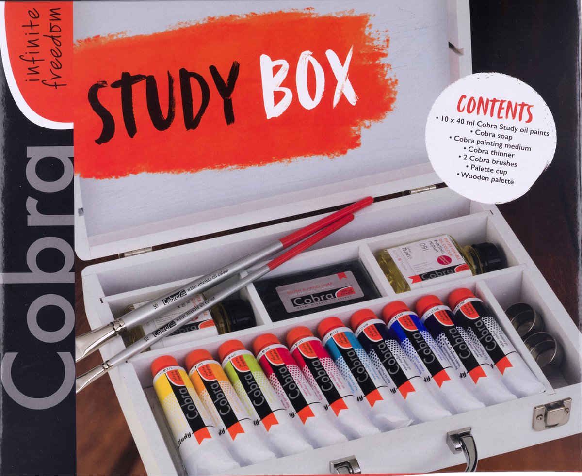 Cobra study olieverf kist basis | 10 x 40 ml + accessoires