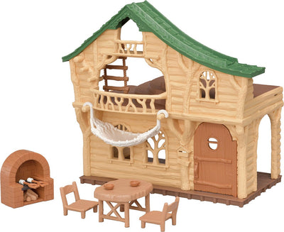 Sylvanian families 5451 log cabin on the lake - can be combined with 5450 tree house (stacking)