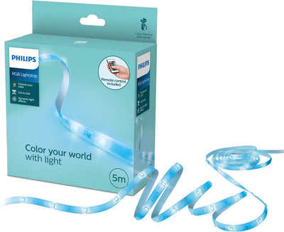 Striscia LED Philips - lunghezza 5 m - facile da tagliare a misura - con striscia adesiva da 3 m - RGB
