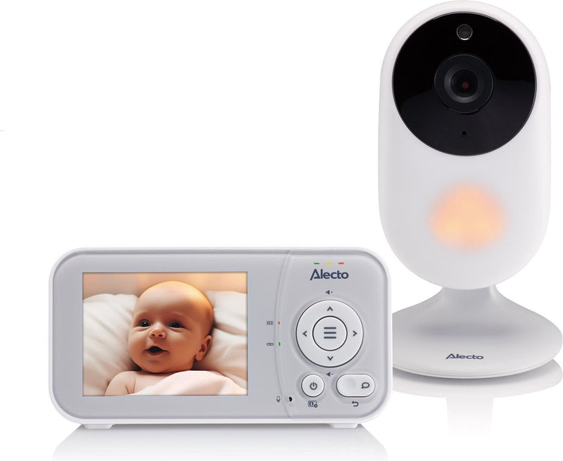 Vigilabebés alecto con cámara - colección core - pantalla de 2,8 pulgadas - ampliable a 2 cámaras - luz nocturna - dvm2028 - blanco