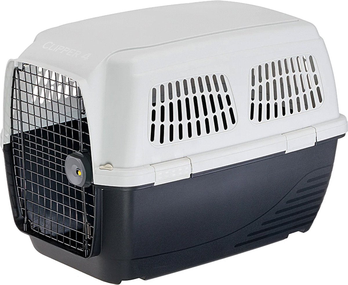 Ferplast Caja de transporte Clipper 4 blanco negro - Caja de transporte para perros - 71x50x51 cm