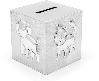 Zilverstad - salvadanaio cubo animali domestici colore argento