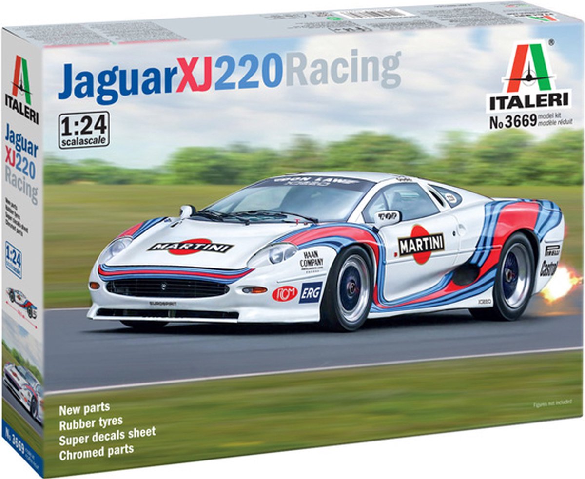 Italeri model kit car - 3669 jaguar xj220 racing - r car plastic - 1:24 - modellismo