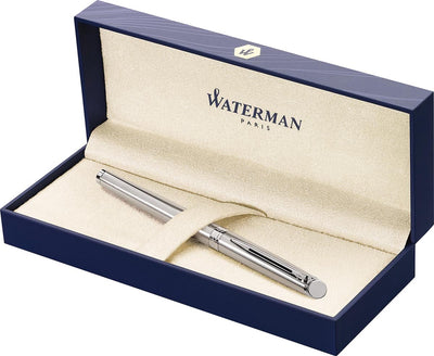 Waterman hémisphère-vulpen | roestvrij staal met chromen rand | fijne penpunt | blauwe inkt | cadeauverpakking