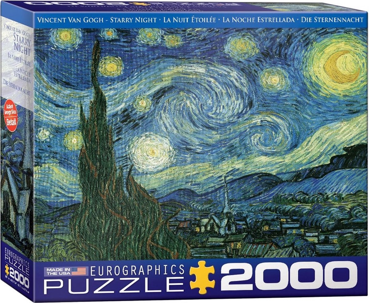 Eurographics - la notte stellata - vincent van gogh - 2000 pezzi 97×68 cm (l×a) - puzzle d'arte