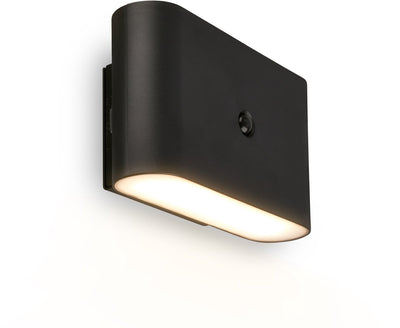 Briloner chet – lampada da parete a LED ricaricabile – senza trapano – con sensore di movimento – luce bianca calda – con adesivo – nero – 16 x 9,5 x 6,5 cm