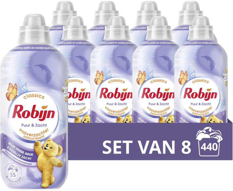 Robijn - ammorbidente - pure soft - 8 flaconi 440 lavaggi - confezione risparmio