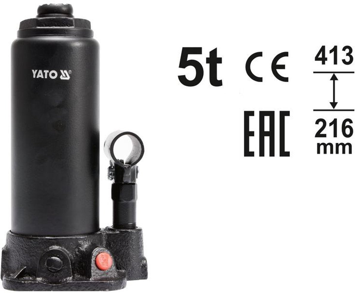 Yato yt-17002 - hydraulische stoppotkrik - 5 ton - 216-413 mm