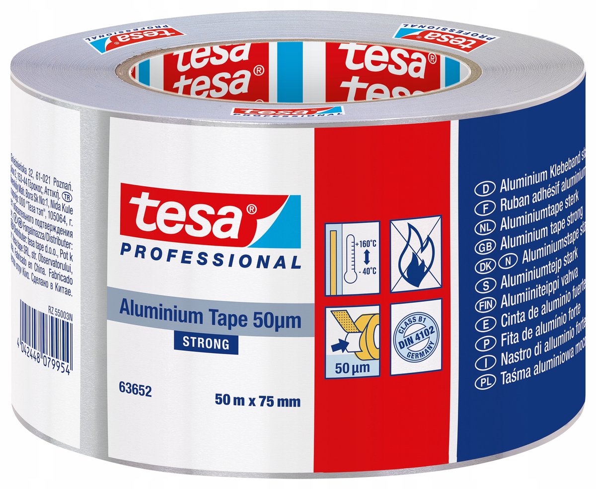 Tesa professional - cinta de reparación de aluminio autoadhesiva - 50m - 75mm - fuerte