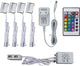 B.K. luce - luce LED RGB - illuminazione mobile - clip per lastre di vetro - illuminazione - set da 4 pezzi - con telecomando - strisce LED