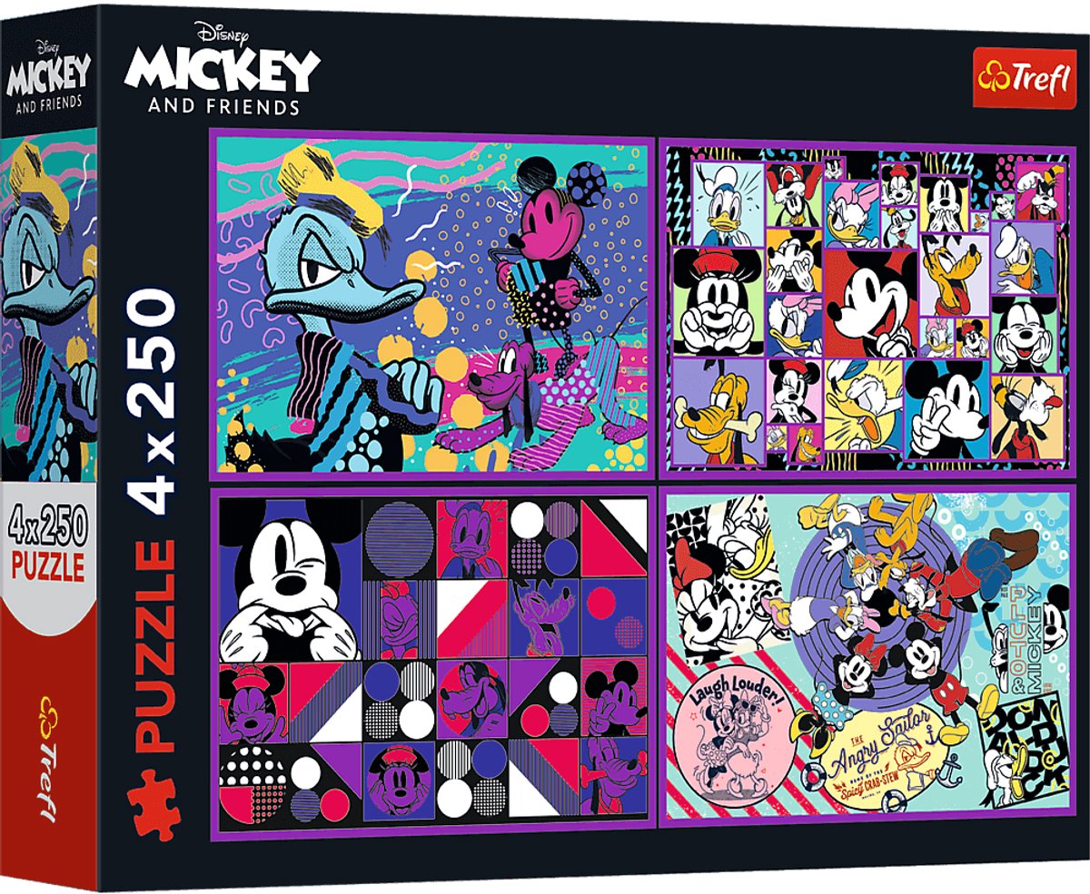 Set puzzle Trefl - Avventure di Topolino - 4x250 pezzi - Disney.