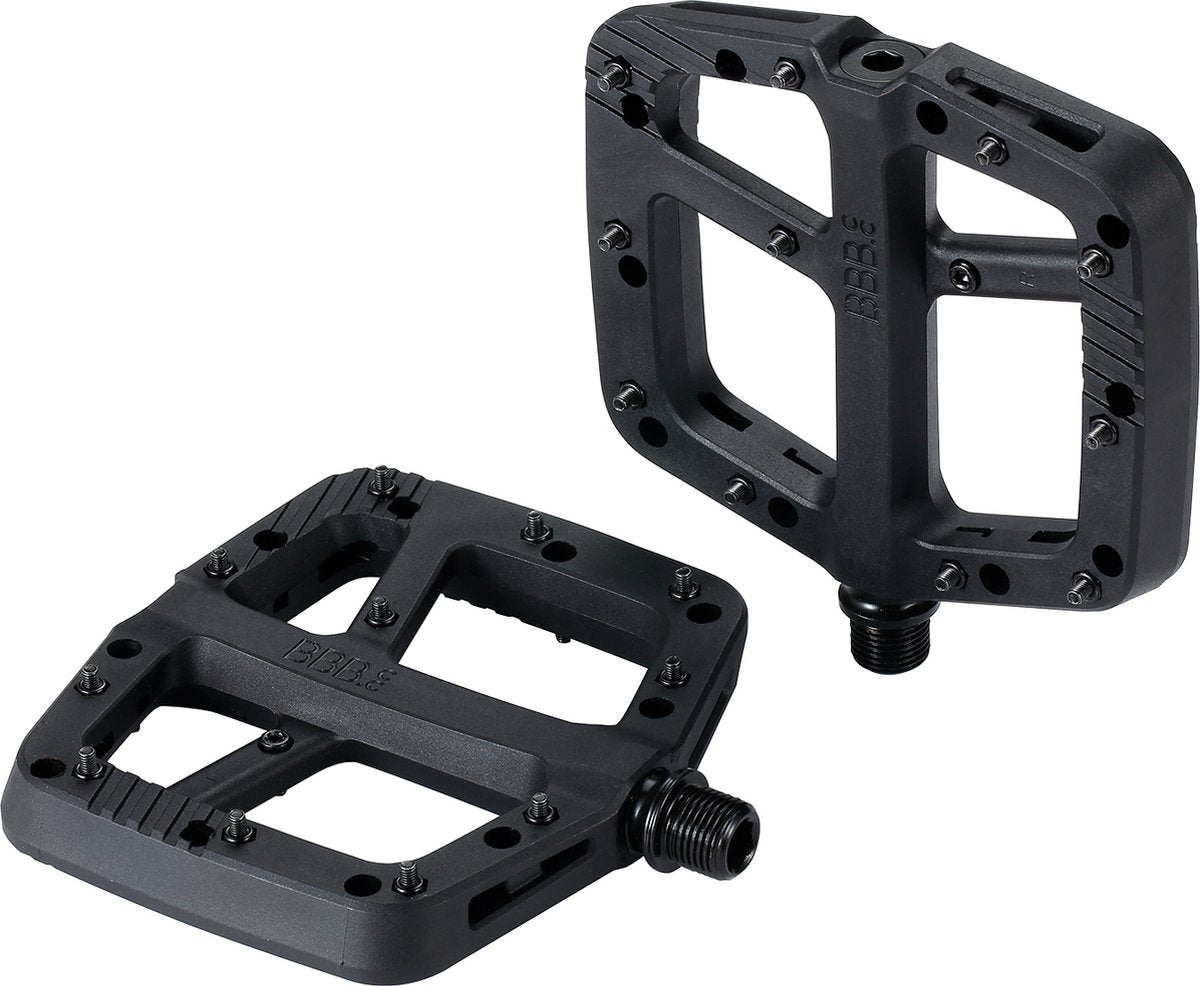 Bbb cycling decoder mtb pedalen - fietspedalen voor mountainbike - composiet platform pedaal met sterke grip en verstelbare pinnen - trappers fiets - mat zwart - bpd-37