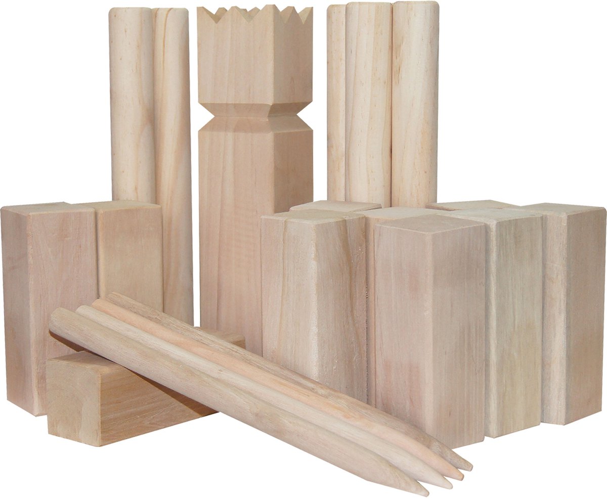Gioco da esterno kubb xl con borsa per il trasporto, giocattoli da esterno in legno FSC.