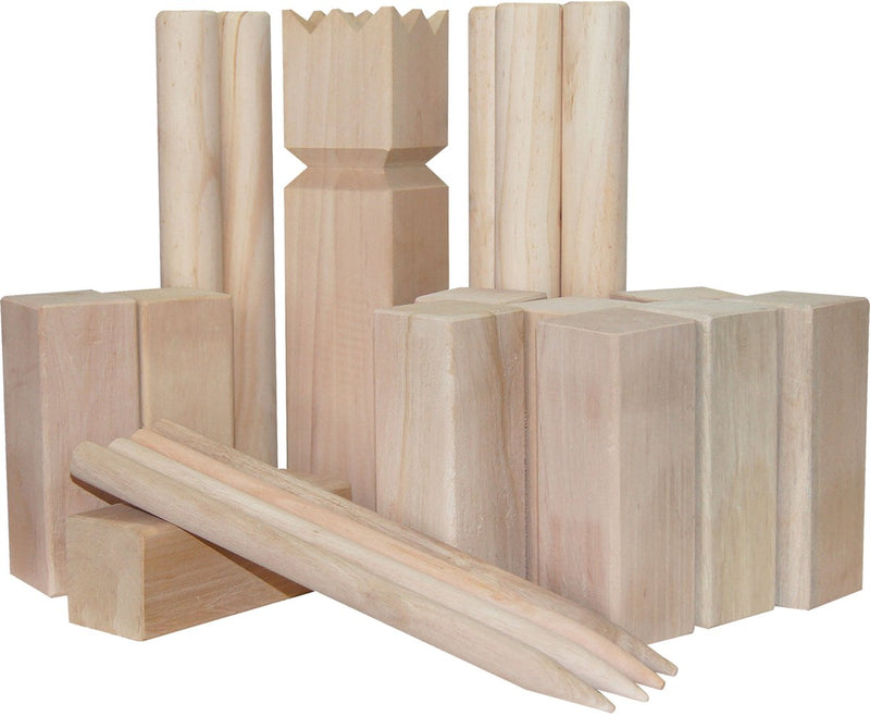 Gioco da esterno kubb xl con borsa per il trasporto, giocattoli da esterno in legno FSC.