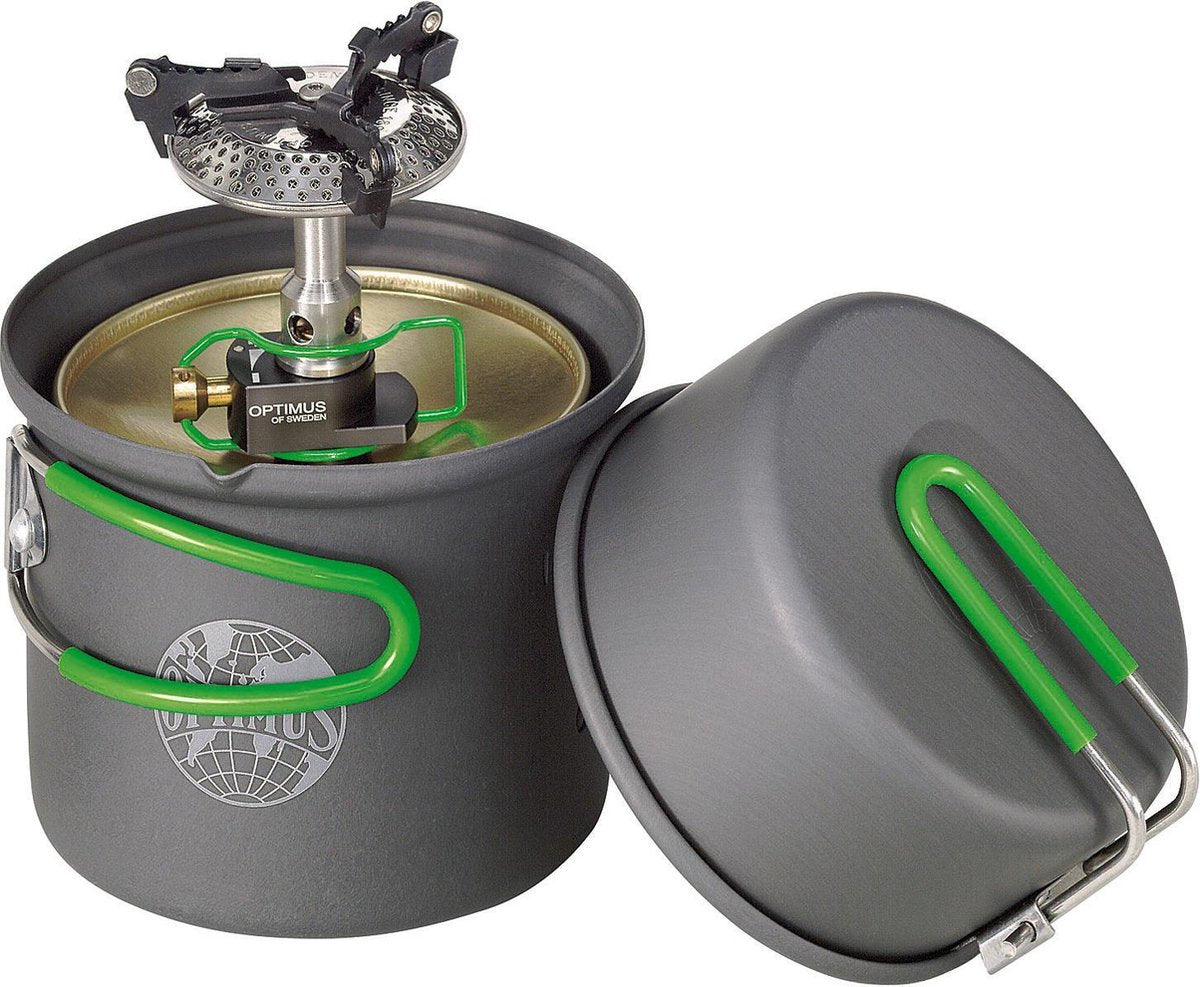 Optimus en optimus crux lite +terra solo - sistema de cocina para camping - acero inoxidable aluminio - gris