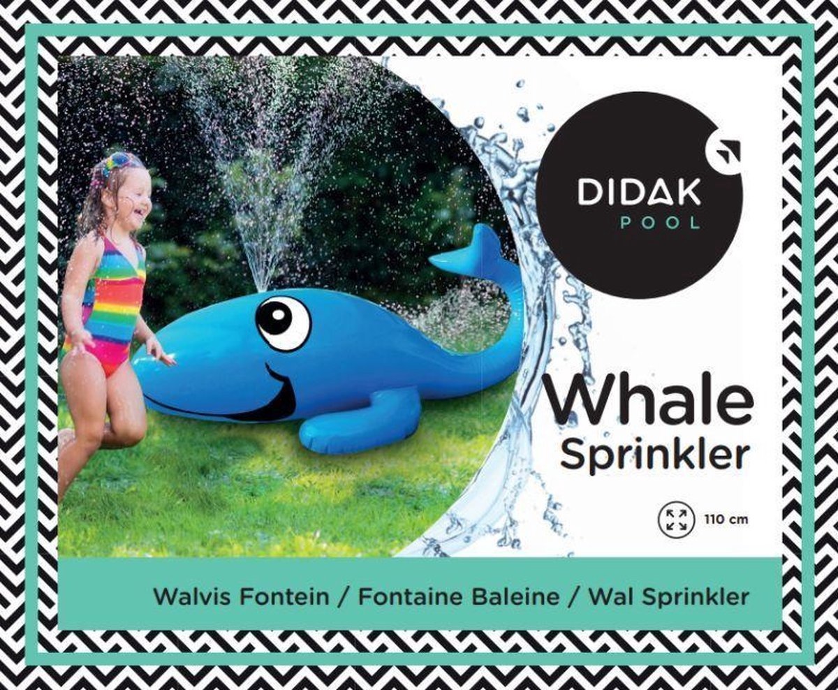 Piscina Didak - figura hinchable - aspersor ballena - 110x45 cm