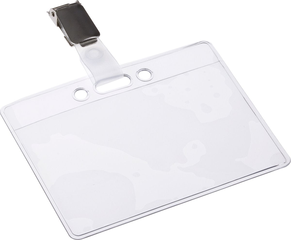 Europel badgehouder strip + clip – 90 x 60 mm – transparant – open – 24 stuks
