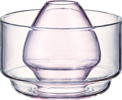 Hario matcha chasen holder with bowl - heat-resistant glass - pink