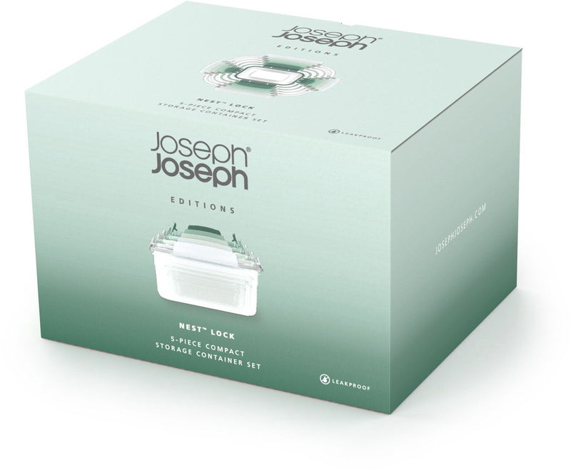 Joseph joseph nest lock - contenedores de comida - fáciles de apilar - 5 piezas - verde