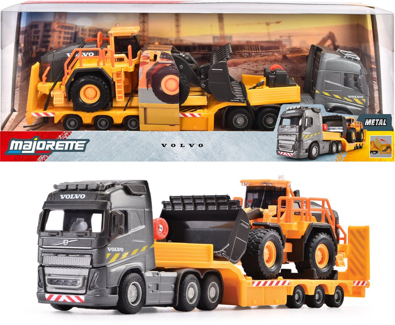 Autocarro Majorette Volvo FH16 con semirimorchio e pala gommata