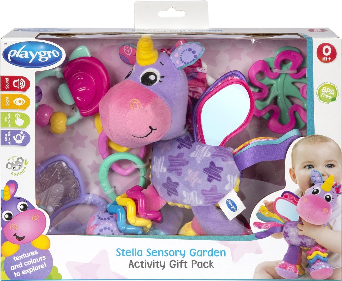 Playgro sensorische stella eenhoorn ontdek en speel geschenkset