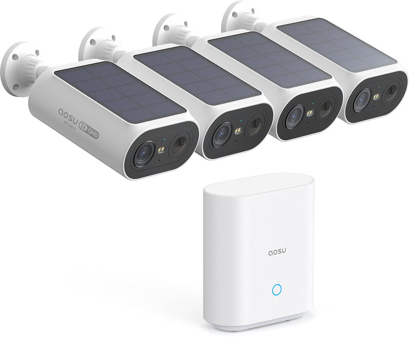 Aosu solarcam p1 se - 4 cámaras de seguridad con resolución 2k - energía solar - audio bidireccional - ai