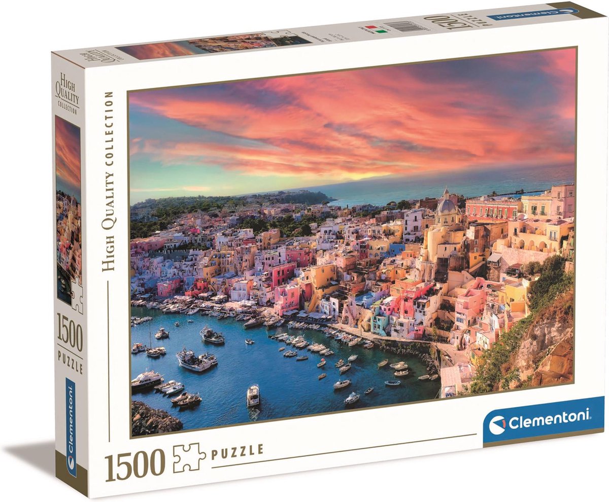 Clementoni - rompecabezas - 1500 piezas - pintoresca isla de procida - rompecabezas para adultos - colección de alta calidad