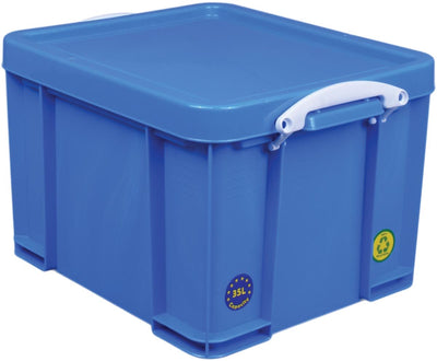 Scatola portaoggetti davvero utile da 35 litri | blu neon con manici bianchi