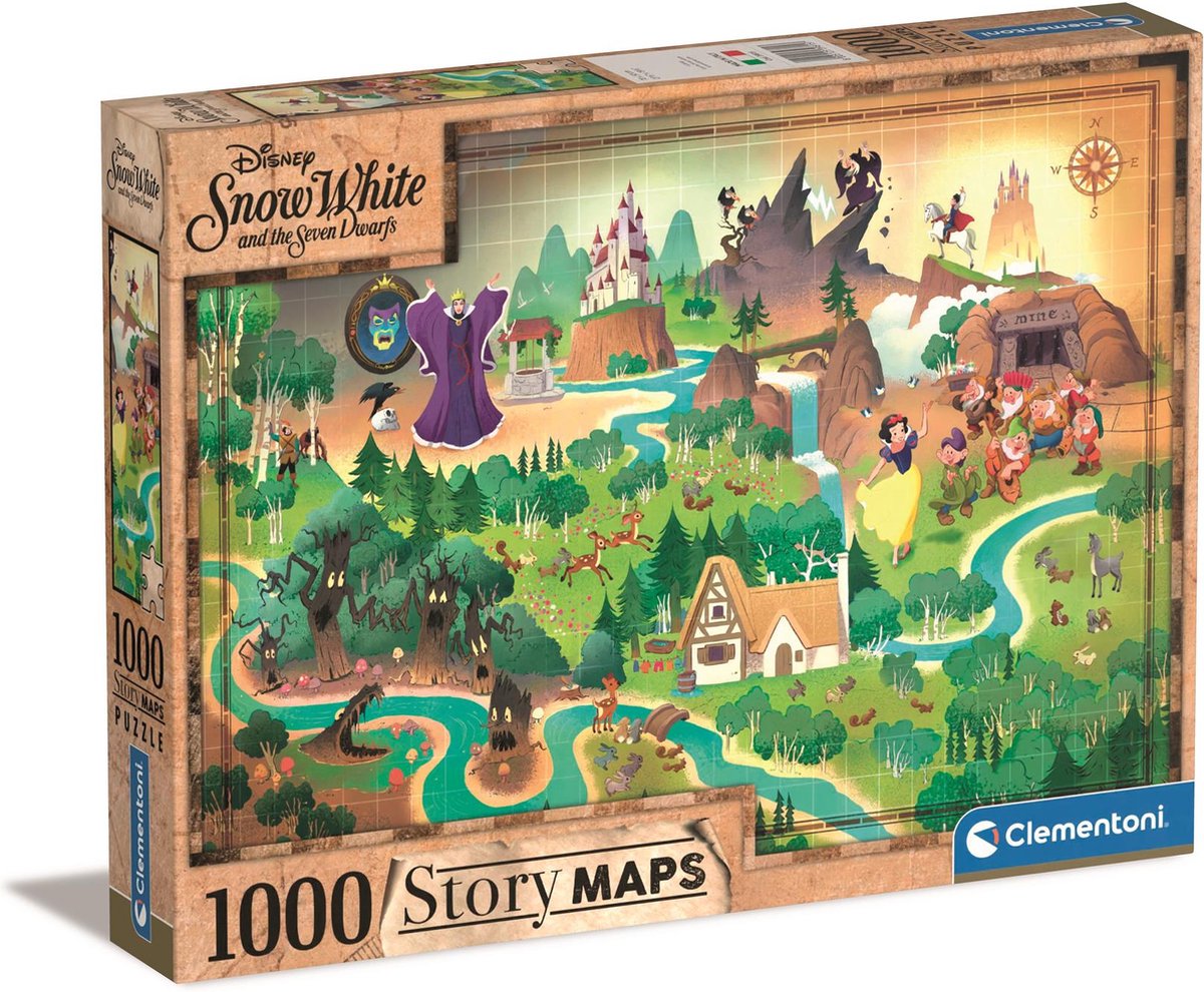 Clementoni - rompecabezas - 1000 piezas - mapa de la historia de Blancanieves