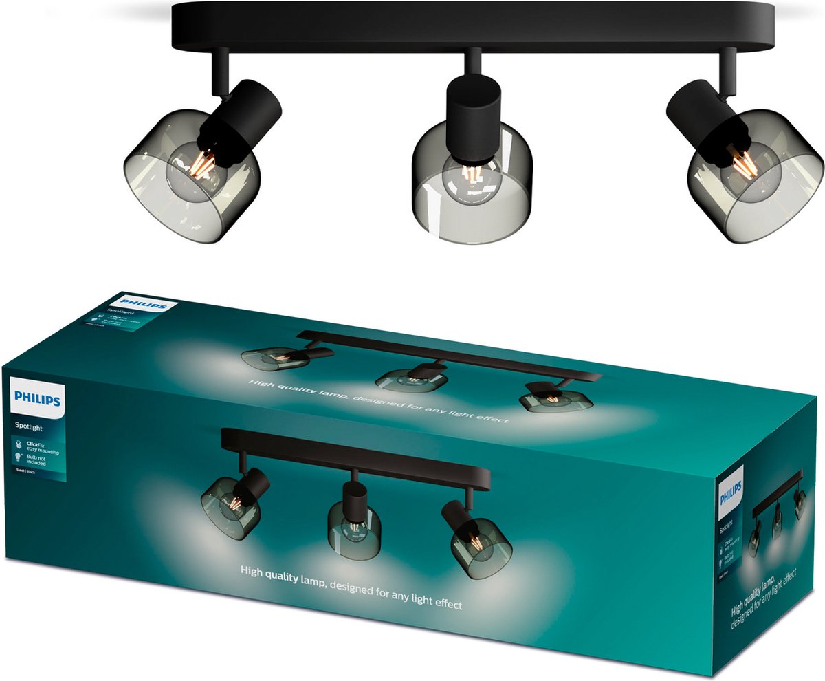 Philips LED Philips Sleet spot - ceiling spotlight with three light points - with smoked glass - small fitting E14