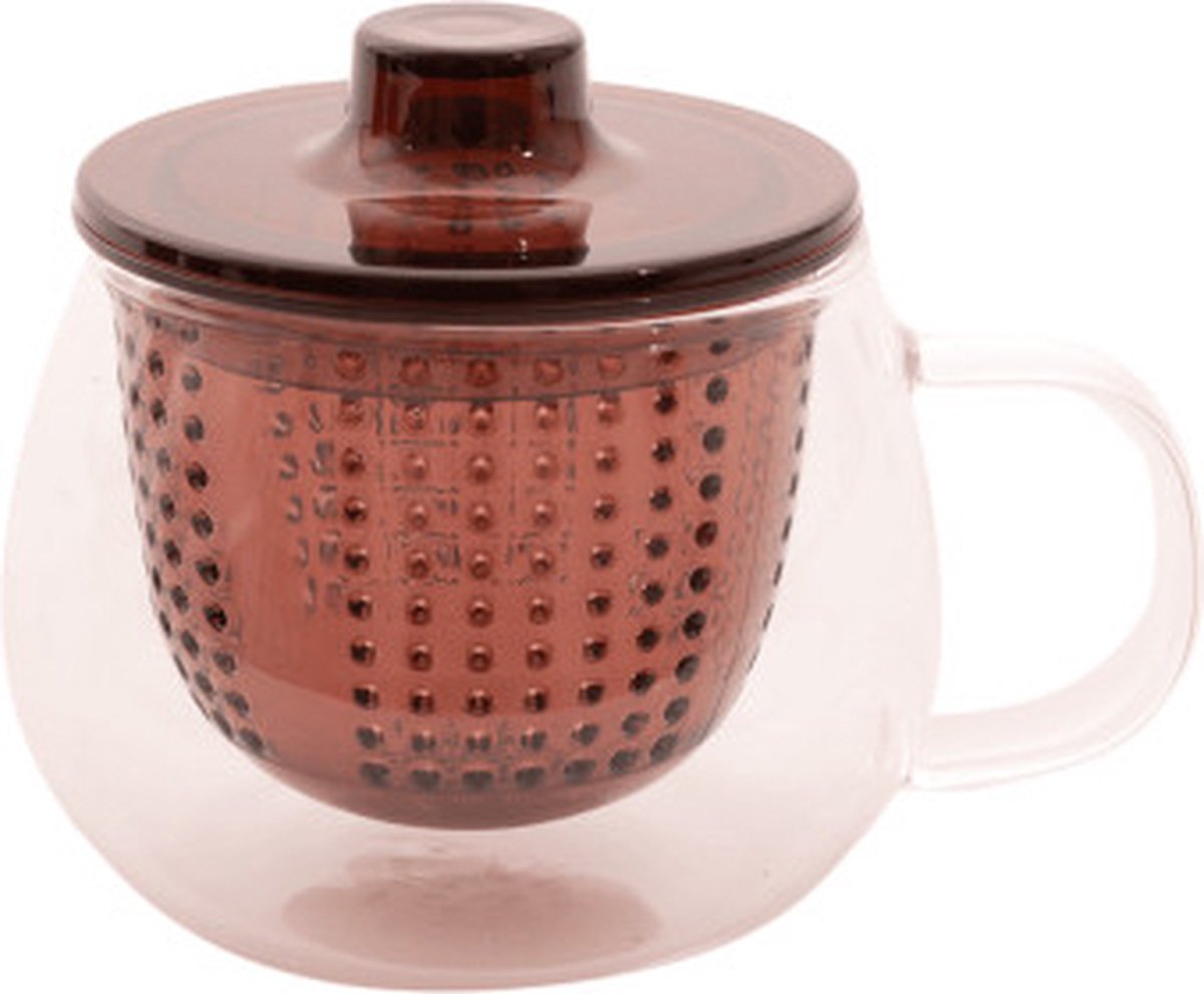 Tazza da tè Point-virgule con filtro in vetro borosilicato e melanzana in plastica 300ml