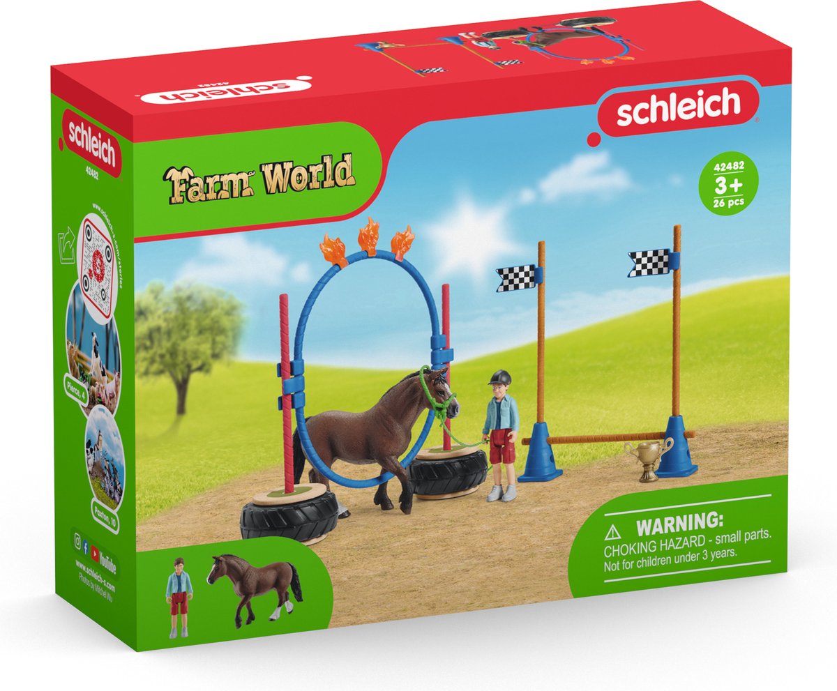 Schleich farm world - pony agility competition - play figure set - children's toys for boys and girls - 3 to 8 years
