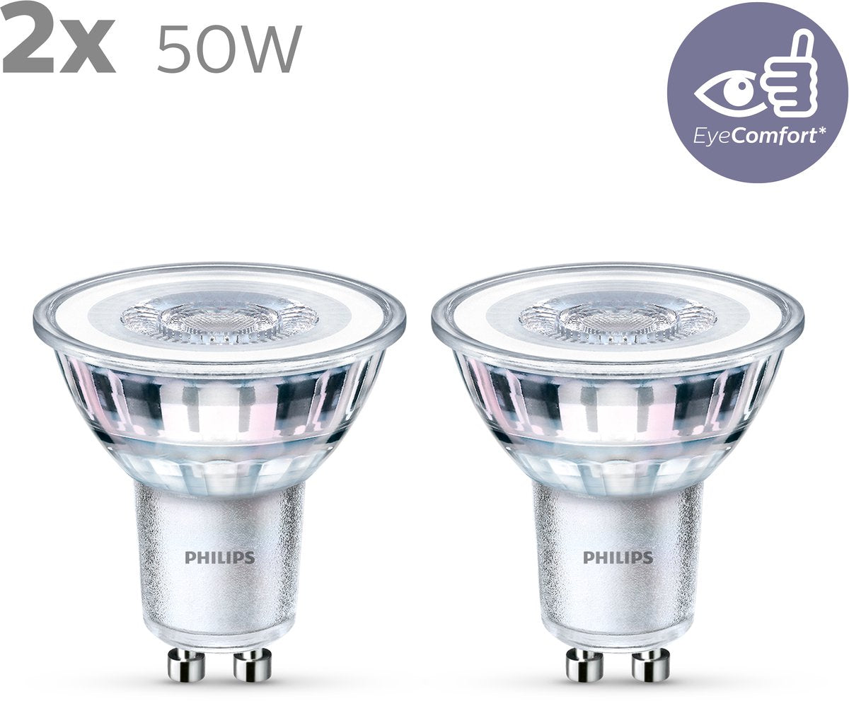 Spot LED a risparmio energetico Philips - 50 w - gu10 - luce bianca calda - 2 pezzi - risparmia sui costi energetici