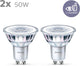 Spot LED a risparmio energetico Philips - 50 w - gu10 - luce bianca calda - 2 pezzi - risparmia sui costi energetici