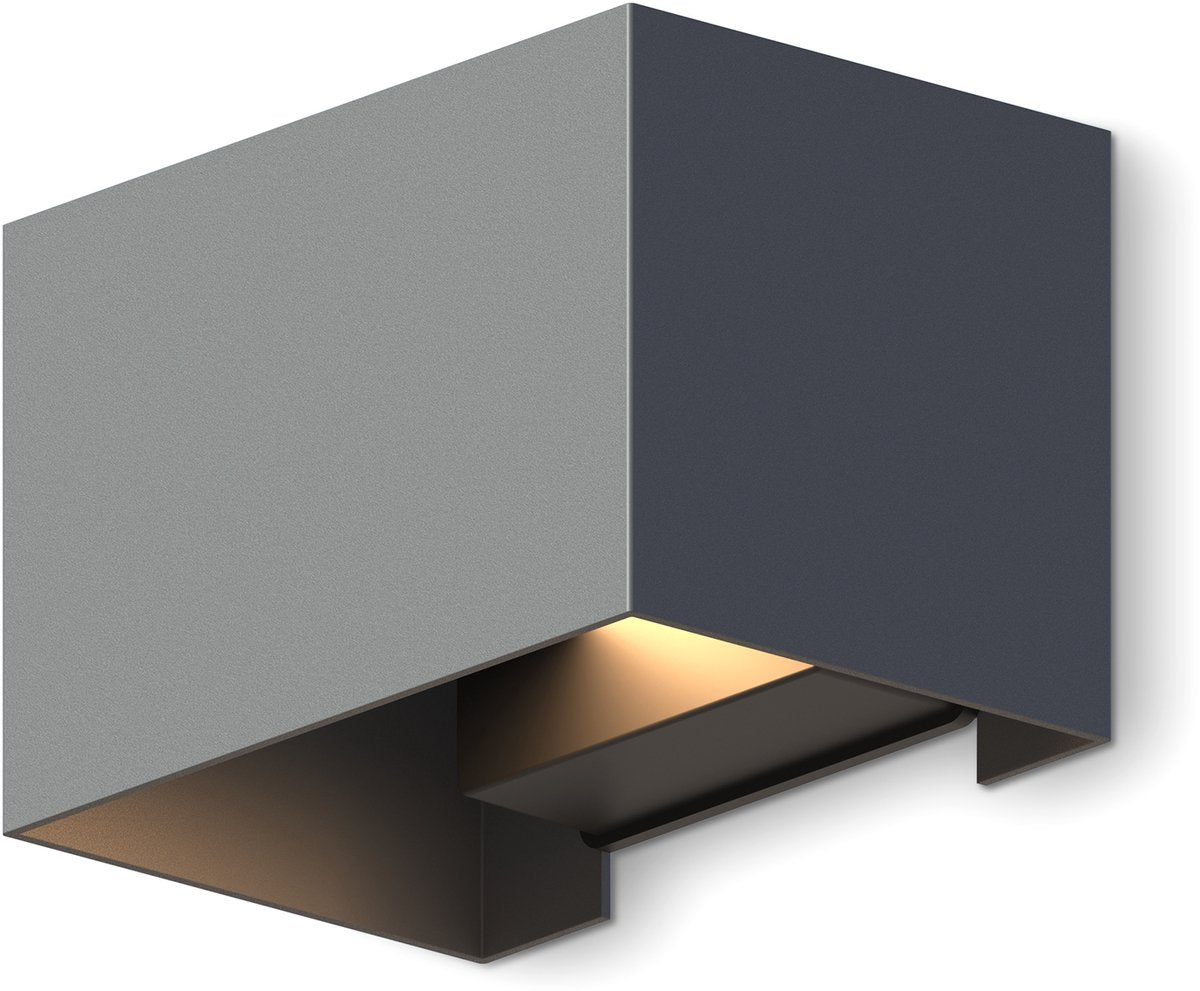 Calex lampada da parete LED Venice - rettangolo - up down - angolo del fascio regolabile - 7w - luce bianca calda - per interni ed esterni - antracite