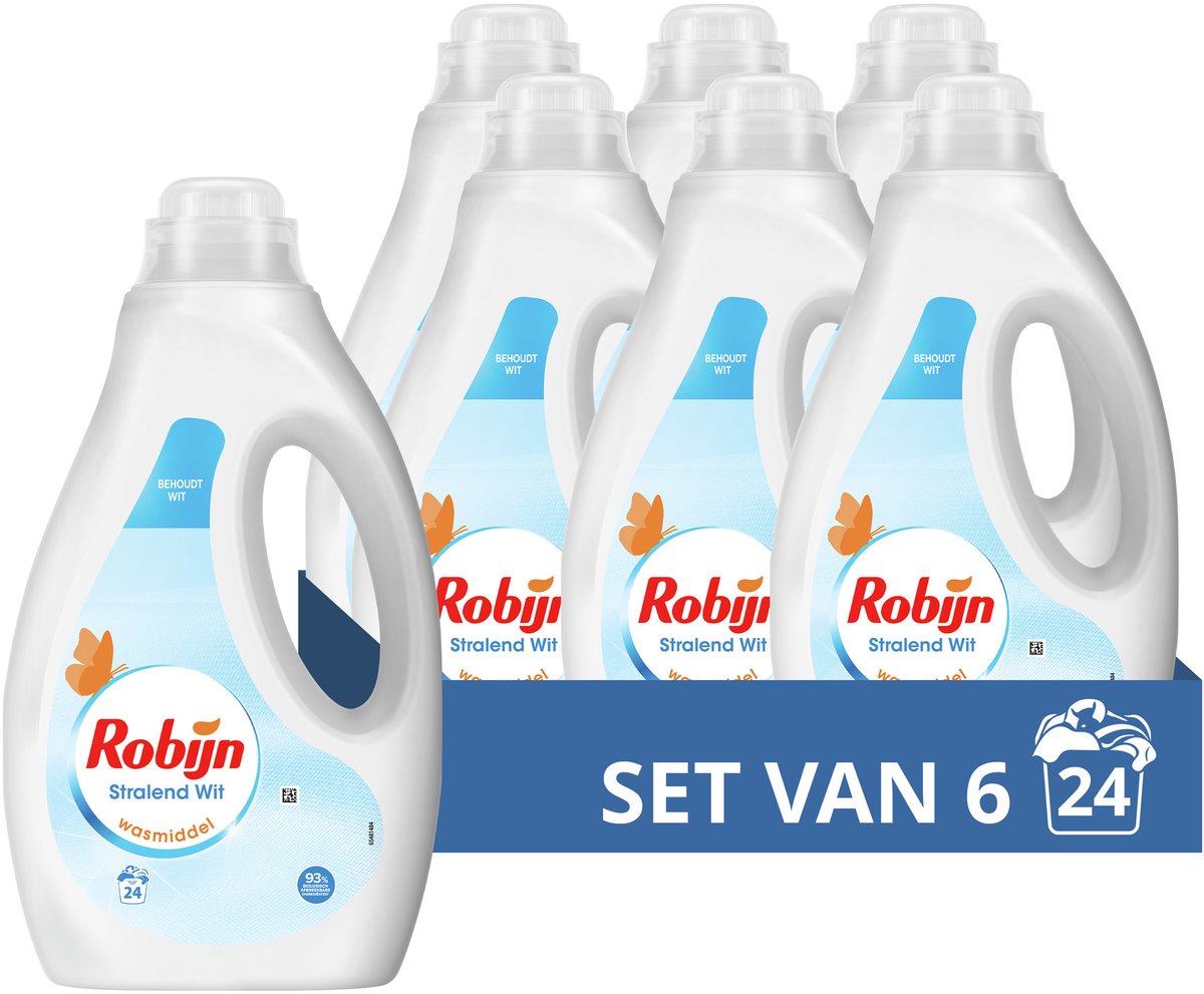 Robijn - liquid detergent - radiant white - 6 bottles - 144 washes - value pack