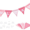 Linea di bandiera del tessuto Goki Crea rosa con 10 bandiere e caratteri alfabeti