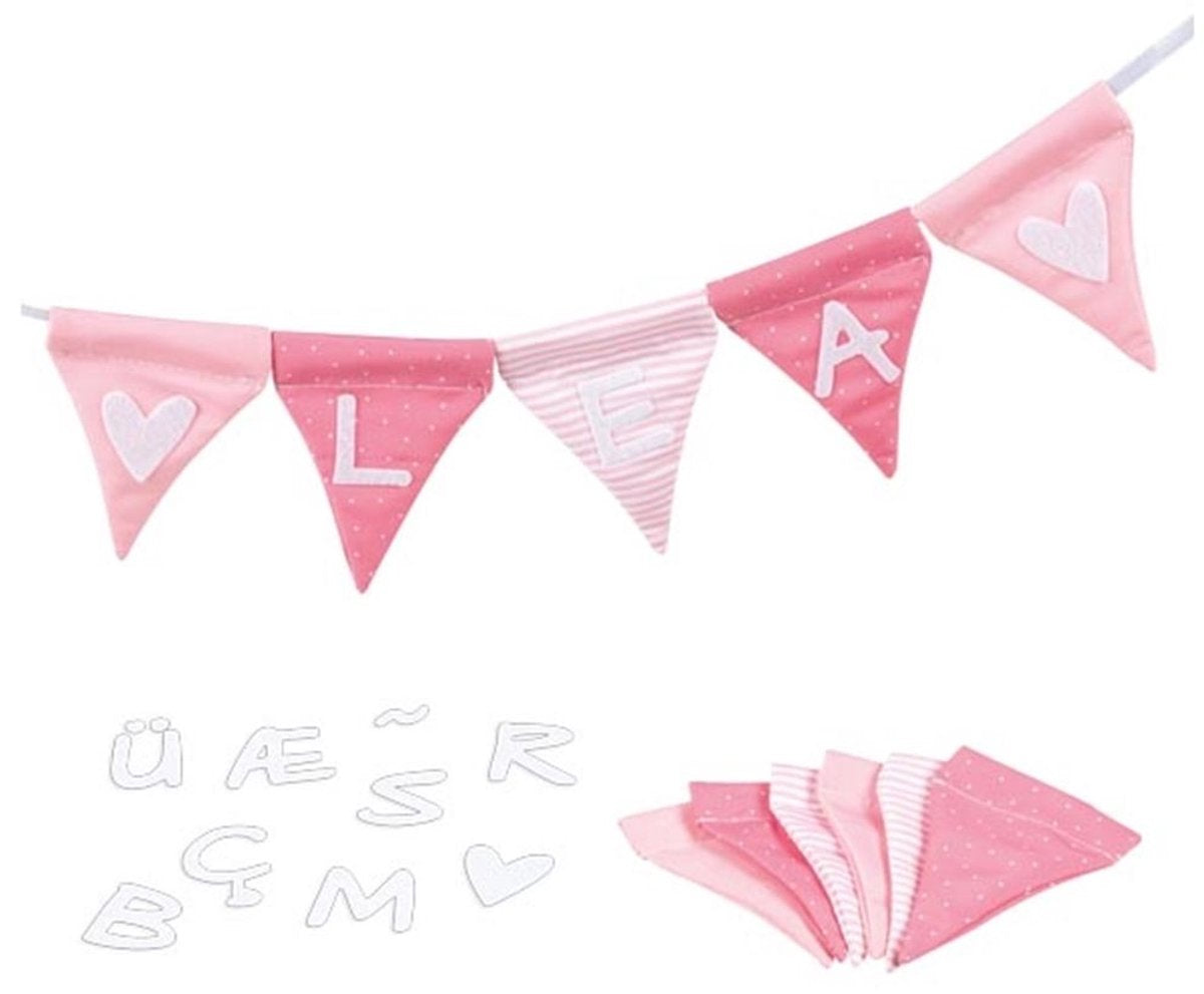 Linea di bandiera del tessuto Goki Crea rosa con 10 bandiere e caratteri alfabeti